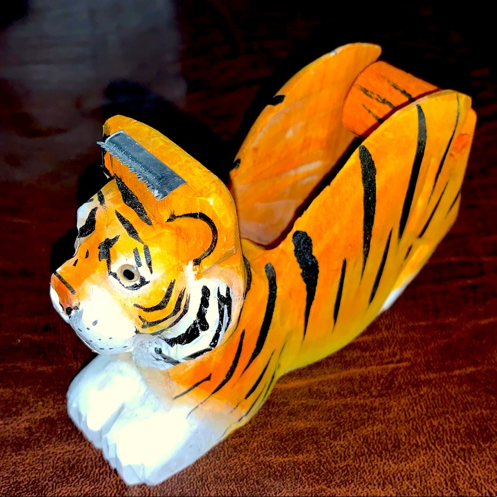Mini Tiger Wooden Tape Dispenser
